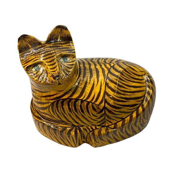 Vintage Other - Vintage Cat Paper Mache and Enamel Decorative Box